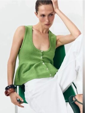 NEW Zara green peplum top size S small